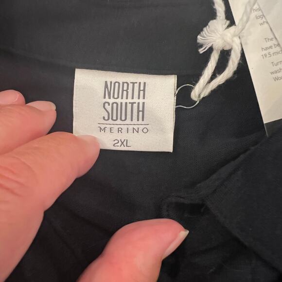 NWT North South Men's Merino Wool Navy Short Sleeve Polo - SIZE XXL - Picture 3 of 10